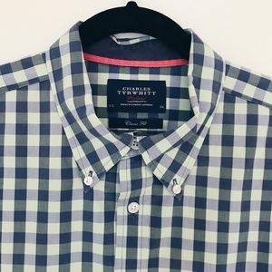 Charles Tyrwhitt Blue & Green Checked Dress Shirt